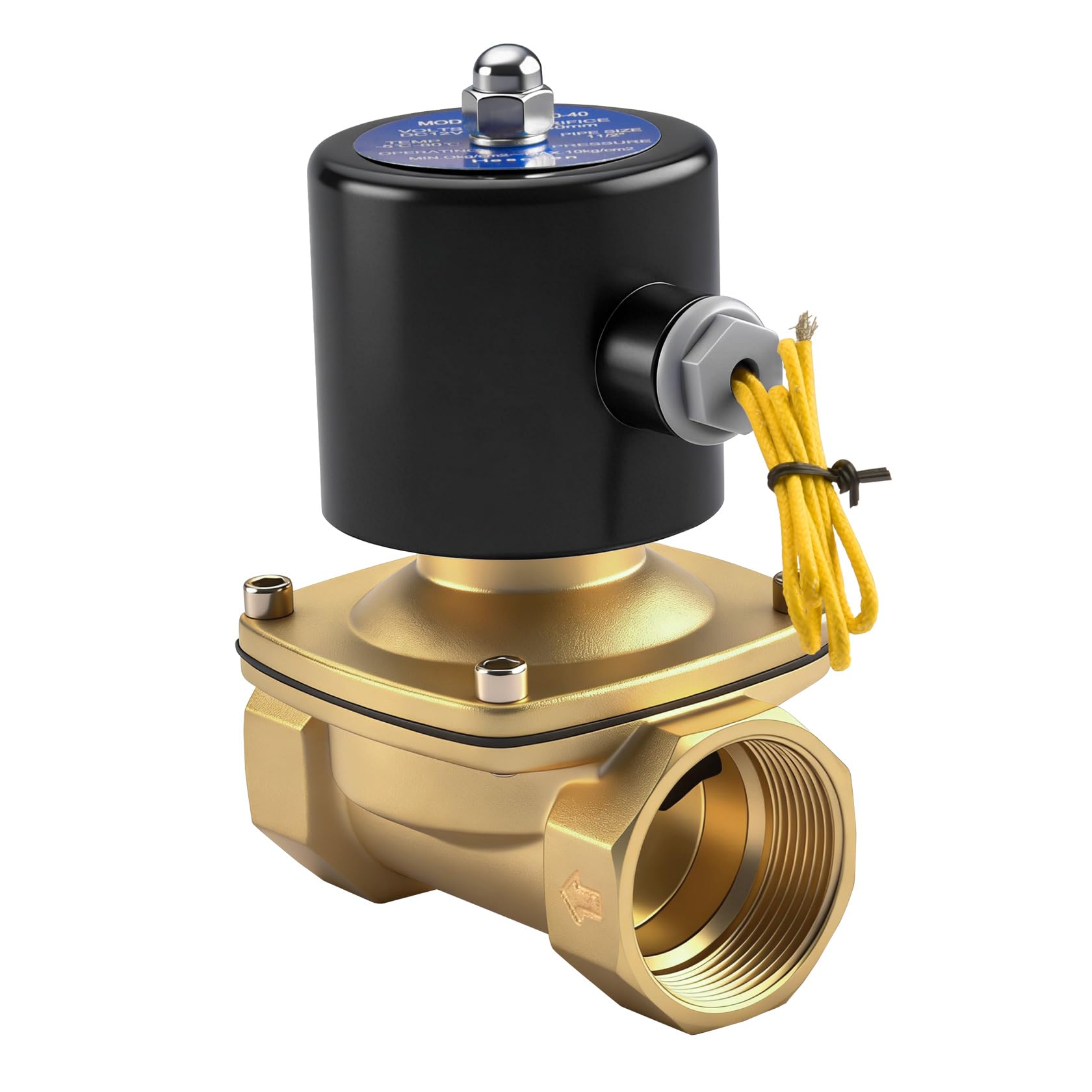 Heschen Brass Electric Solenoid Valve, 2W-400-40, 1-1/2 Inch, DC12V, Direct Action Water Normally Closed Replacement Valve