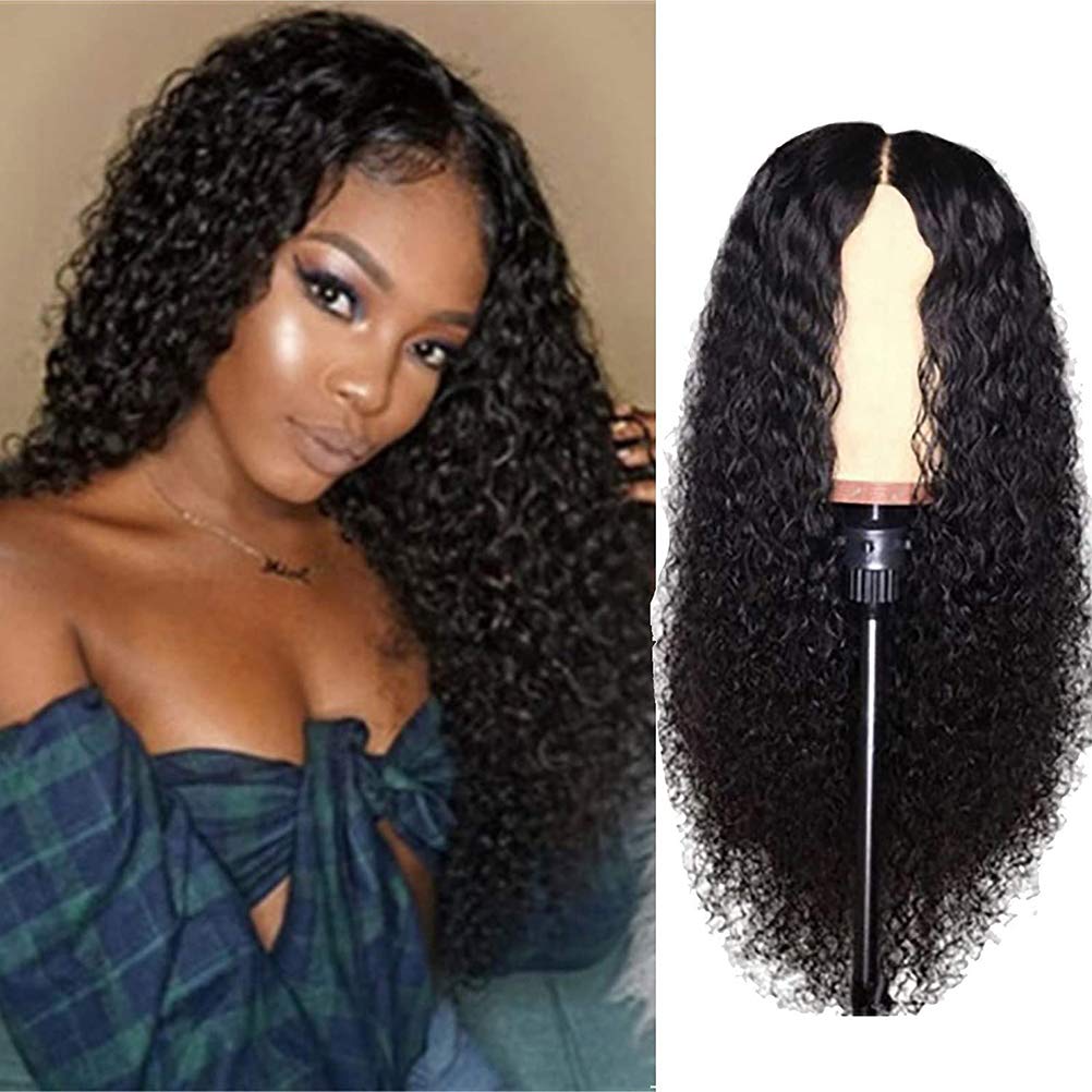 Curly Wig Brazilian Remy Virgin Human Hair Long Full Wavy Ladies Afro Cosplay Wig, 150% Density Natural Hairline Pre Plucked 24 Inch Lace Front Closure