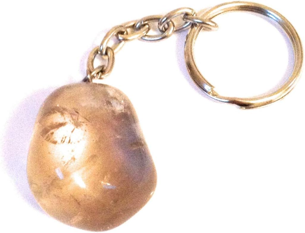 Smokey Quartz Tumblestone Keyring - Healing Stone - Serenity, Calmness, Positive Thoughts, Calms Fear, Lifts Depression, Intuition - Smokey Quartz Stone Key Ring