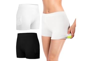 2 Pieces Tennis Under Shorts with Ball Pockets Yoga Workout Women's Shorts Black White Shorts for Women Tummy Under Shorts