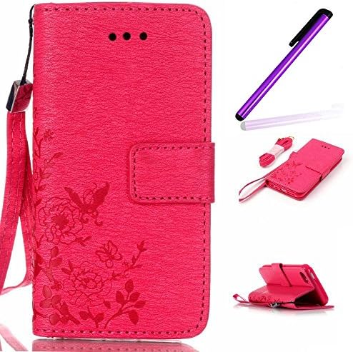 6S Plus Case,LEECO iPhone 6 Plus Case Butterfly Flower Synthetic Leather Flip With Support Stents Wallet Card PU Case Cover Skin for Apple iPhone 6/6S Plus Secret Flower Rose