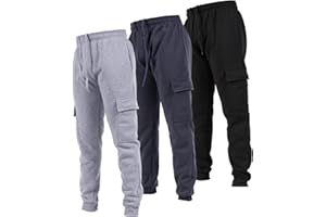 Ultra Performance 3 Pack Mens Sweatpants, Fleece Cargo Joggers for Men with Pockets