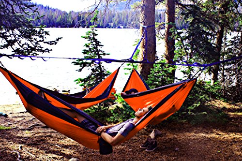 Oileus X-large Double Camping Hammocks Outdoor-Lightweight Nylon Portable Hammock, Beach Hammock Purple-10ft Straps with Loops & Carabiners-For Backpacking Beach Yard 130" L x 78" W