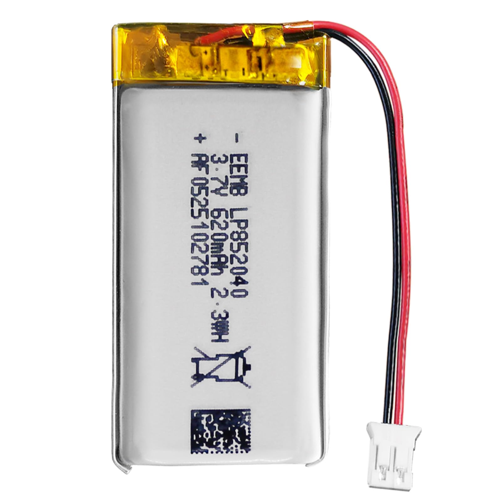 EEMB 3.7V Lipo Battery 620mAh 852040 Rechargeable Lithium Polymer Ion Battery with JST Connector Make Sure Device Polarity Matches Before Purchase!!!