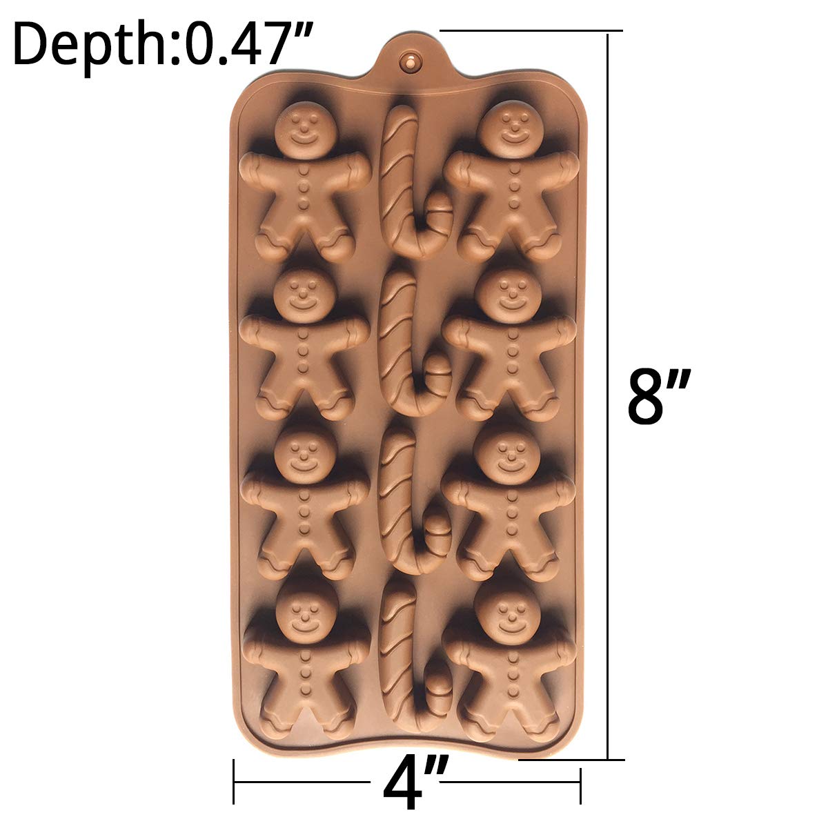 2pcs Christmas Silicone Molds for Baking Jelly Soap, Candy Cane, Gingerbread Men Chocolate Candy Mold (2 Shapes)