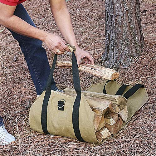 Geboor Firewood Carrier Log Tote Bag Canvas Fire Wood Holder Fireplace Wood Stove Accessories Padded Handle Storage Bag - Thumbnail 2