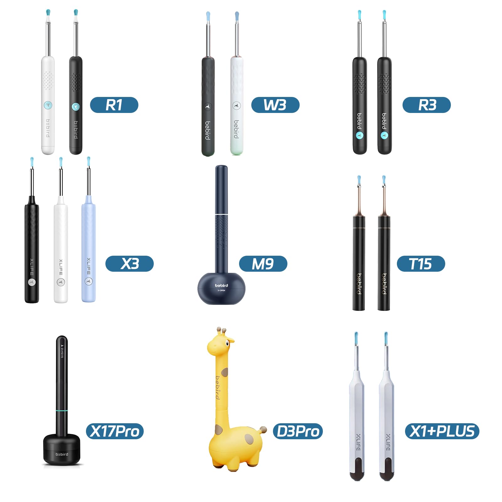 Bebird Replacement Tips Ear 8 Pieces Waterproof Silicone Ear Spoon for Ear Wax Removal Endoscope BEBIRD Original Ear Cleaner Tips Set for W3/R3/T15/X3/X17 PRO/D3Pro/T5/R1(Dia. 3.5mm)