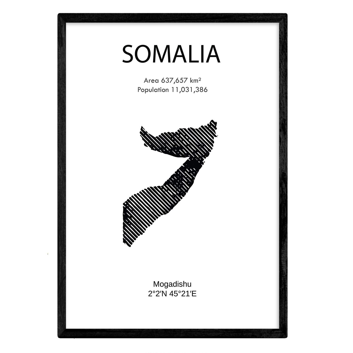 Nacnic Poster of Somalia. Sheets of countries and continents. A3 size
