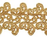 Metallic GOLD Lace Trim for Bridal, Costume or Jewelry, Crafts and Sewing, 4-3/8 Inch by 1 Yard, LP-MX-4608