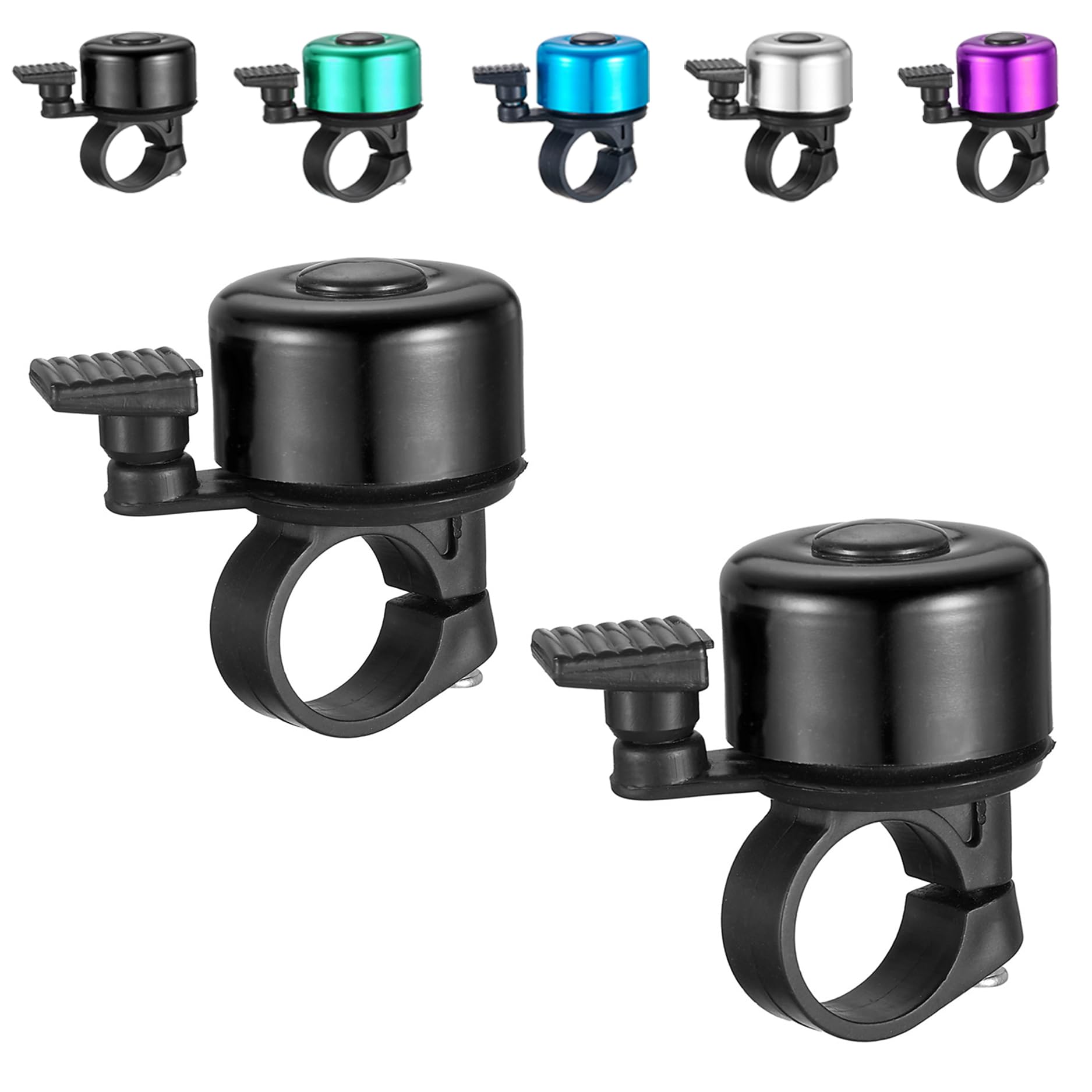 2 Pcs Color Bike Bell with Loud Melodious Sound Classic Mini Bicycle Bell for Road and Mountain Bike Bell Adults Kids (Black)