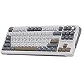 iLovBee B87 Wireless Gaming Keyboard with Knob, 75% Percent PC Gaming Keyboard with Bluetooth/2.4GHz/USB Wired, Gasket Mount PBT Keycaps, QMK/VIA, Hot Swappable Linear Switch, Gray