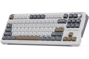 iLovBee B87 Wireless Gaming Keyboard with Knob, 75% Percent PC Gaming Keyboard with Bluetooth/2.4GHz/USB Wired, Gasket Mount PBT Keycaps, QMK/VIA, Hot Swappable Linear Switch, Gray