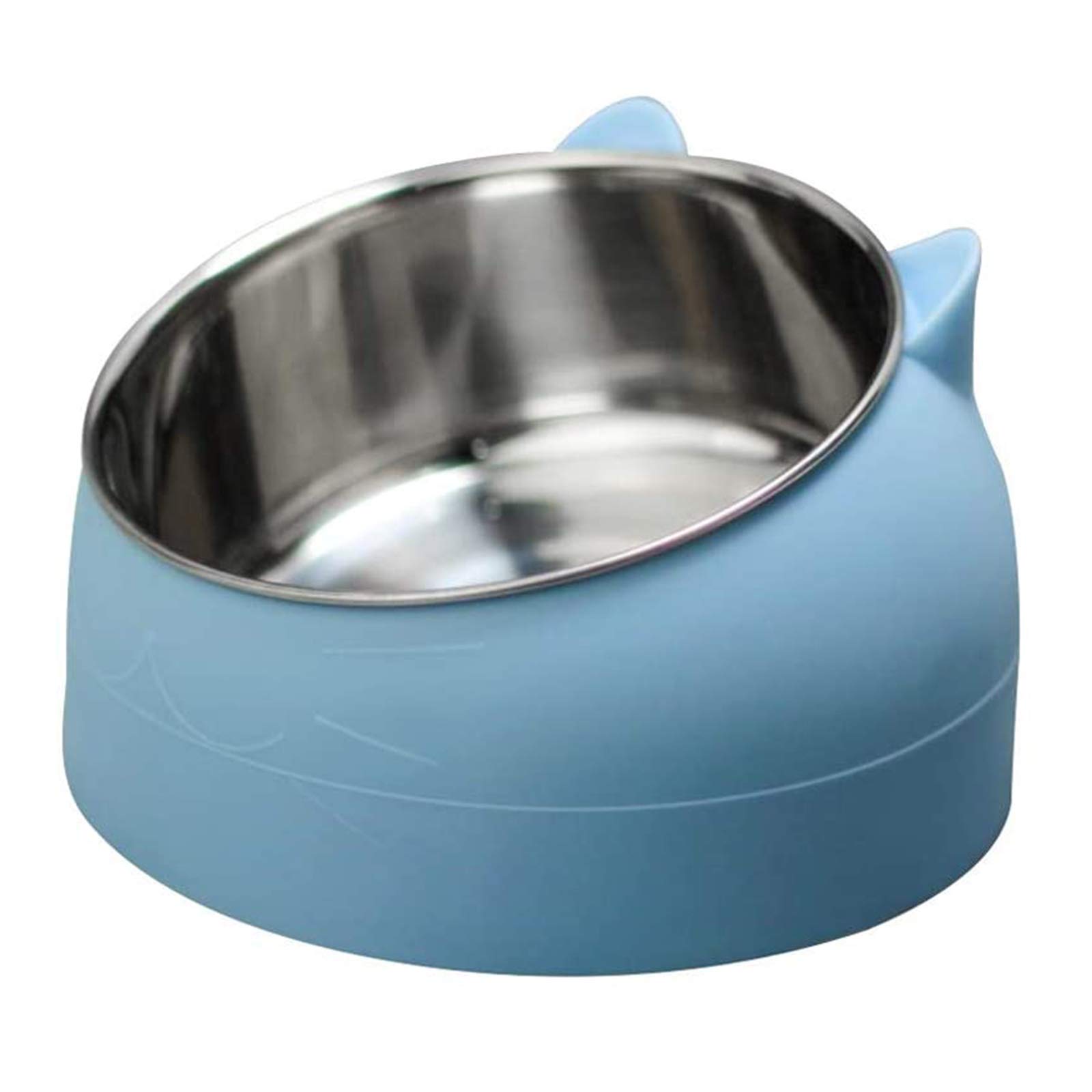 geneic Stainless Steel Pet Cat Bowl, Cat Food Bowl, Cat Feeding Bowl, Cat Water Bowl, Multi-purpose Pet Feeding Bowl,for Pet Food and Water Feeder (Blue)