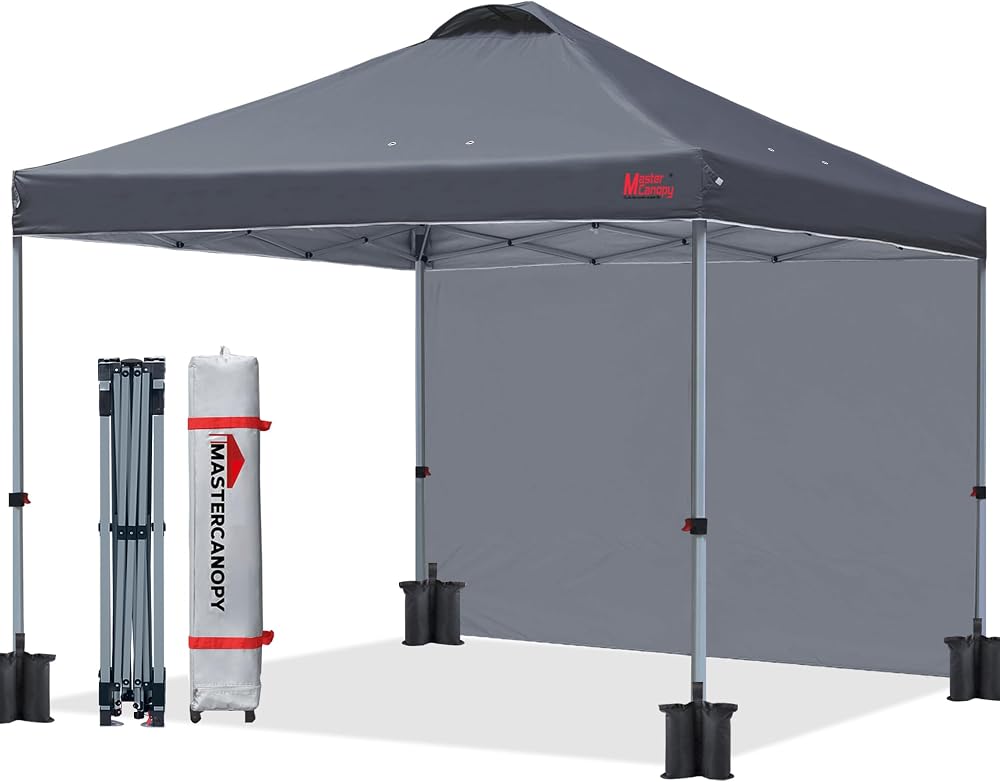 MasterCanopy Durable Ez Pop-up Gazebo Tent 2.5x2.5m with Sidewall Dark Grey