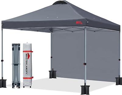 MasterCanopy Durable Ez Pop-up Gazebo Tent 2.5x2.5m with Sidewall Dark Grey