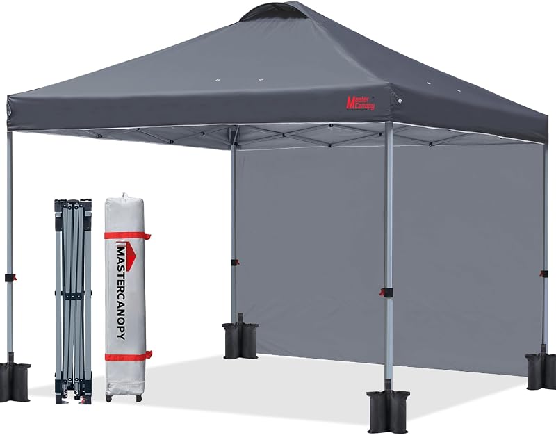 MasterCanopy Durable Ez Pop-up Gazebo Tent 2.5x2.5m with Sidewall Dark Grey