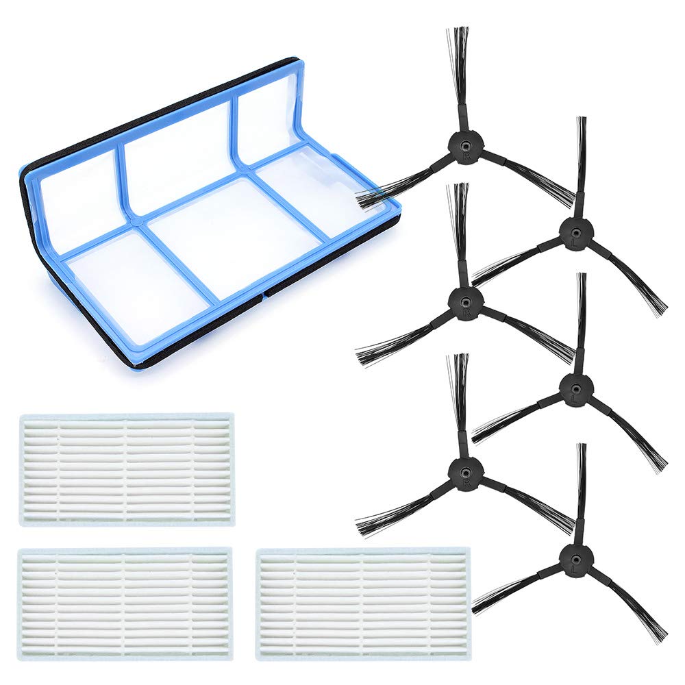 DingGreat Replacement Part Kit for ILIFE V3 V3s V5 V5s V5s pro Robot Vacuum Cleaner, 1 Primary Filter+3 Filters+6 Side Brushes