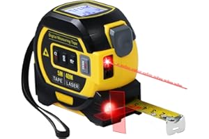 4-in-1 Laser Tape Measure with Laser Level Crosshairs | 130ft/40m Laser Distance + 16ft/5m AutoLock Tape | Backlit LCD Displa