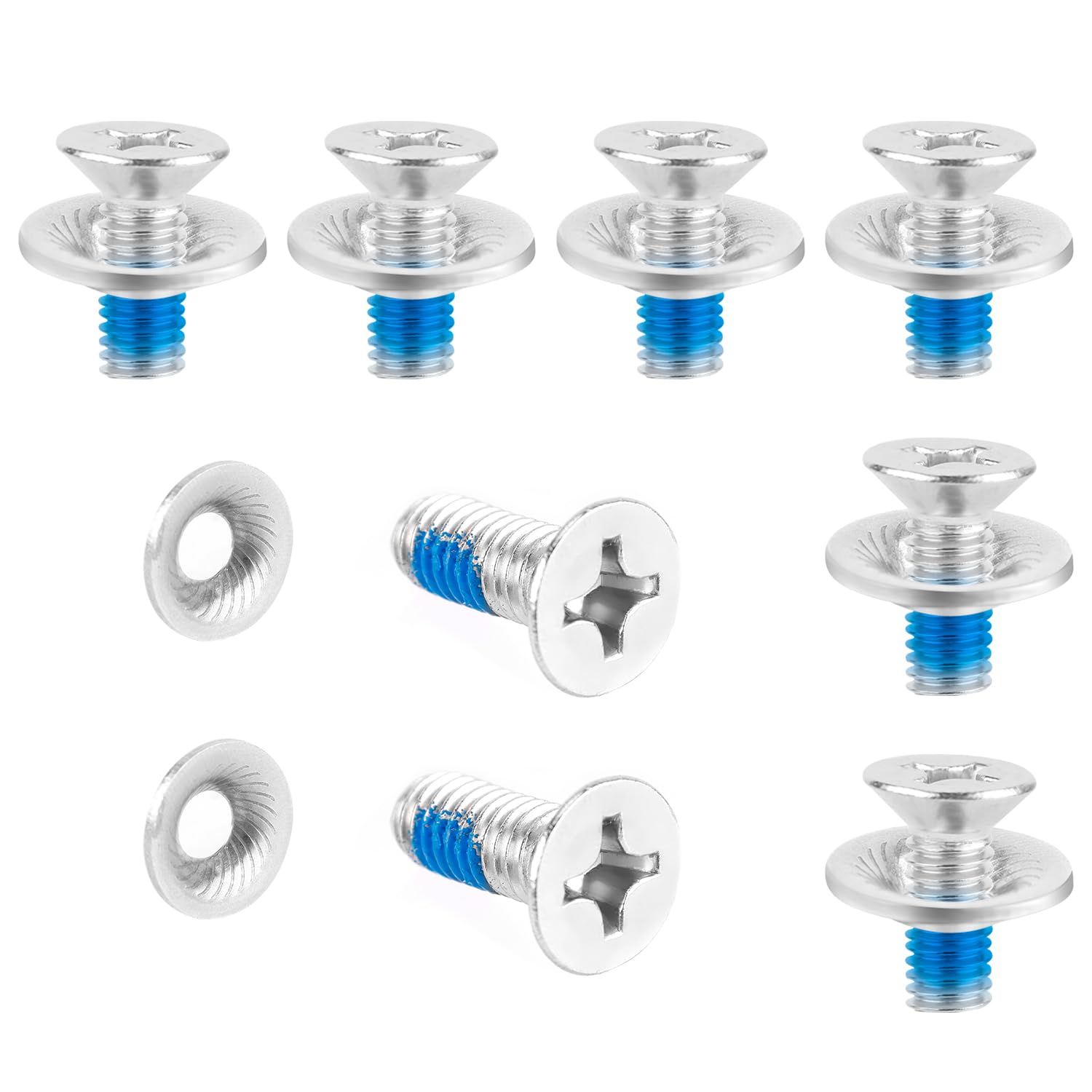16pcs Snowboard Binding Screw Set, with Washers Stainless Steel Snowboard Mounting Screws Accessories Ski Binding Screws Sport Parts Replacement Hardware for Snowboard