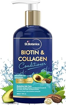 StBotanica Biotin & Collagen Hair Conditioner, 300ml - For Thicker, Fuller and Healthy Hair, with Pro-Vitamin B5, E, Saw Palmetto & Shea Butter