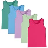 5-Pack Girls and Toddlers' Tank Tops Racerback Sleeveless Undershirts Girls Dance Tops(2-16Years)