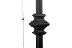 SENMIT S03 - Wrought Iron Balusters – Set of 10 Hollow Single Knuckle Balusters - Decorative Metal Balusters for Decks – Spiral Stair Railing - 1/2 -inch Iron Spindles – Satin Black Metal Railing