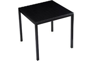 Xdeco Plastic Outdoor Dining Table with Metal Legs, Weather Resistance, Home Patio Table, Restaraunt Outdoor Table, Quick Assembly (Black)
