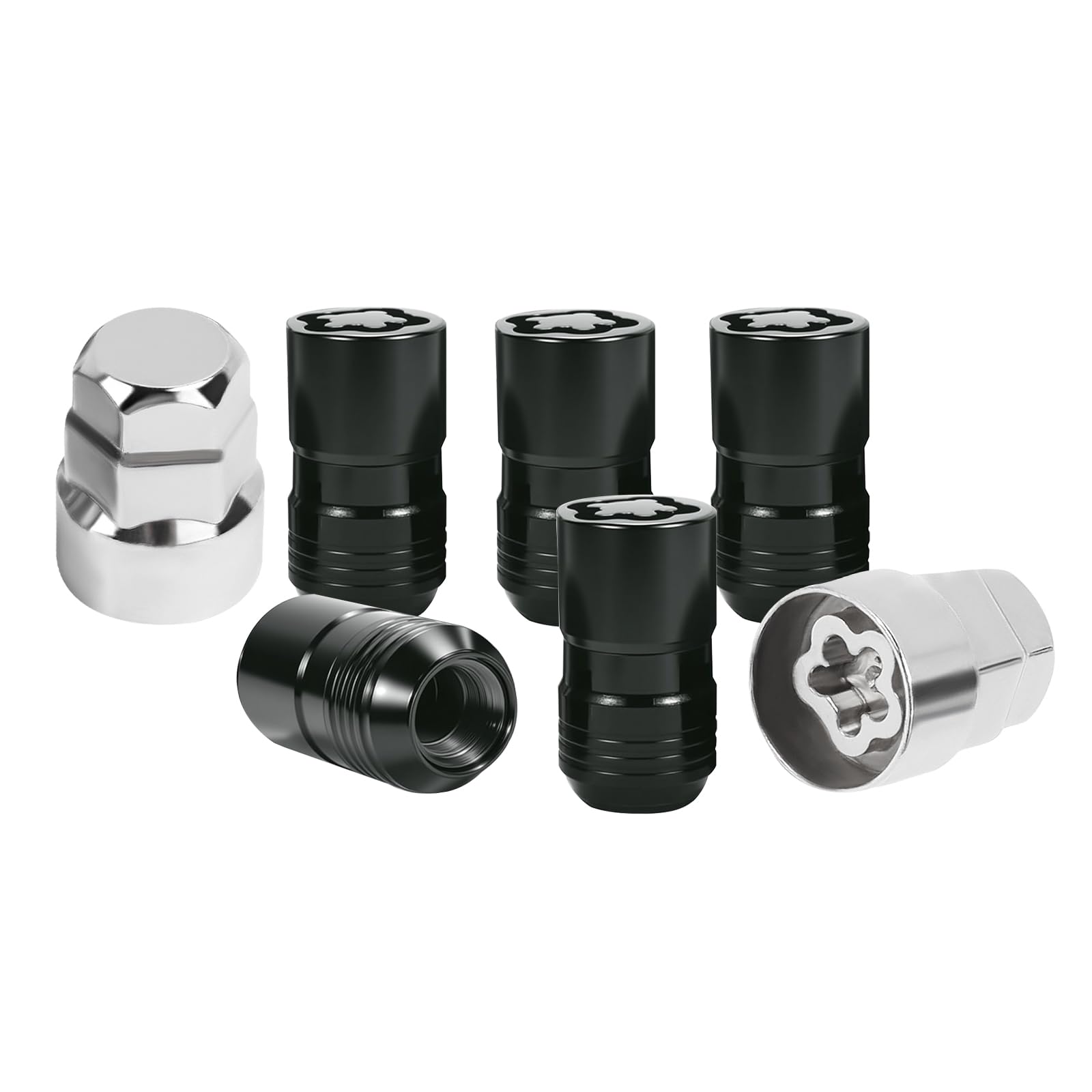 Photo 1 of 5 Locks and 2 Key, M14 x 1.5 Thread Black Wheel Locks Locking Lug Nuts 1.61" Height Cone Seat Anti-Theft Wheel Locks Compatible for Enclave, Avalanche, C1500, Silverado, Suburban, Sierra, Yukon