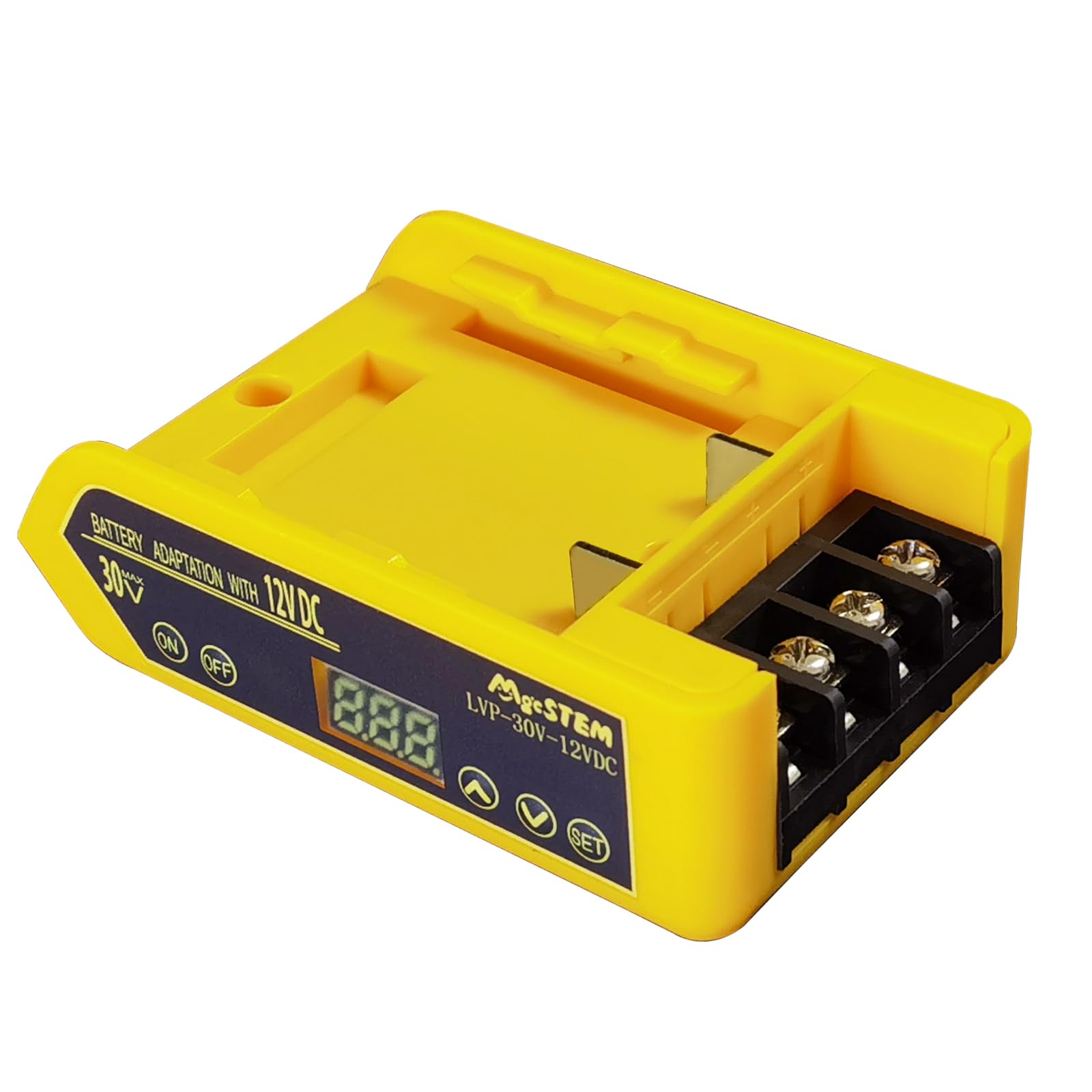 Photo 1 of MgcSTEM Low Voltage Protection Power Wheels Battery Adapter Compatible for Dewalt Battery Adapter 12V 20V 12V-30V with DC-DC 12V 2.5A
