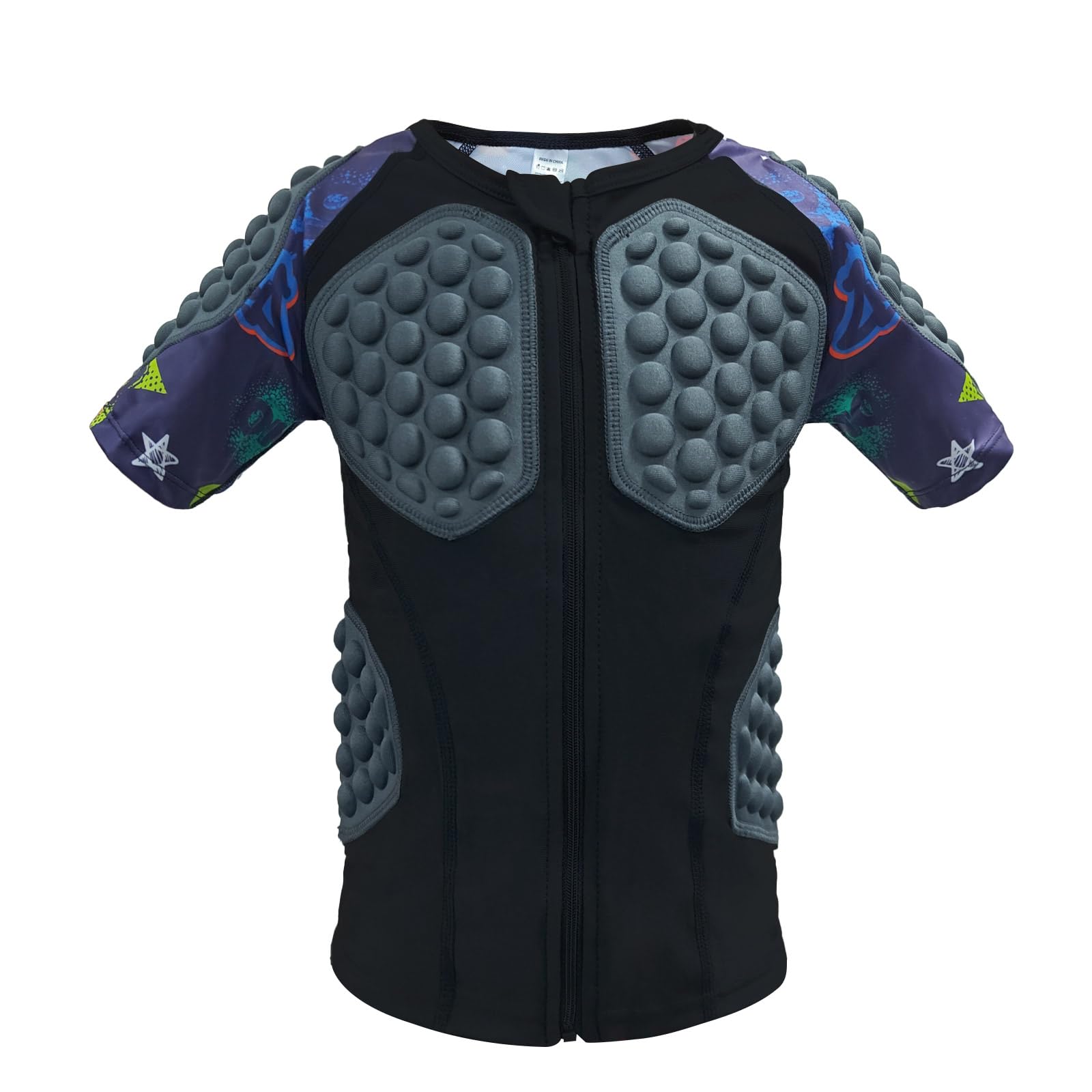 Topeter Kids Chest Protector Shirt Boys Football Shirts with Pads Youth Protective Gear for Roller Skating, Skiing, Snowboard, Balance Car (Purple YL)
