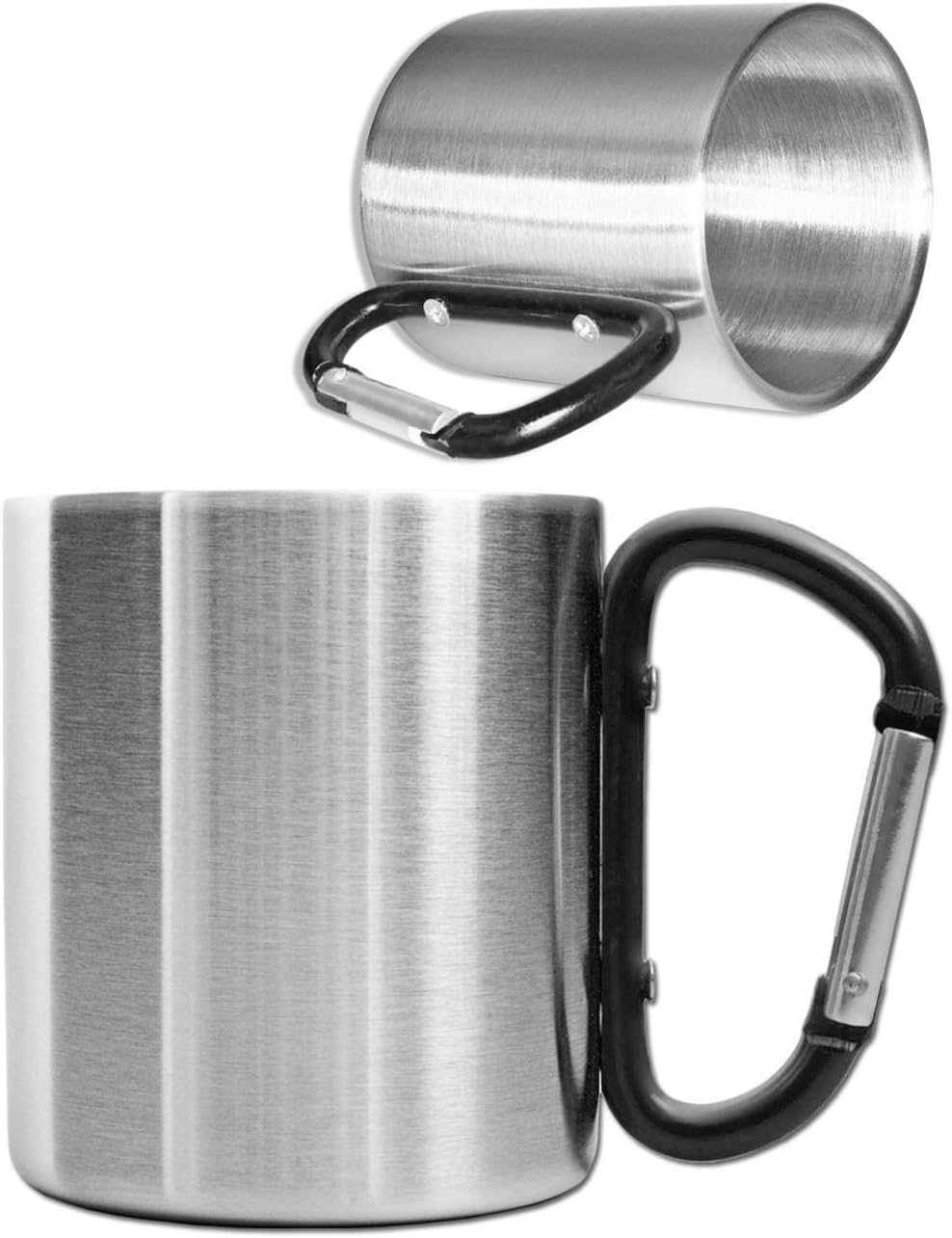 Outdoor Saxx - Heavy Duty Camping Mug with Carabiner Handle Stainless Steel 250ml (Silver/Black) - Image 4