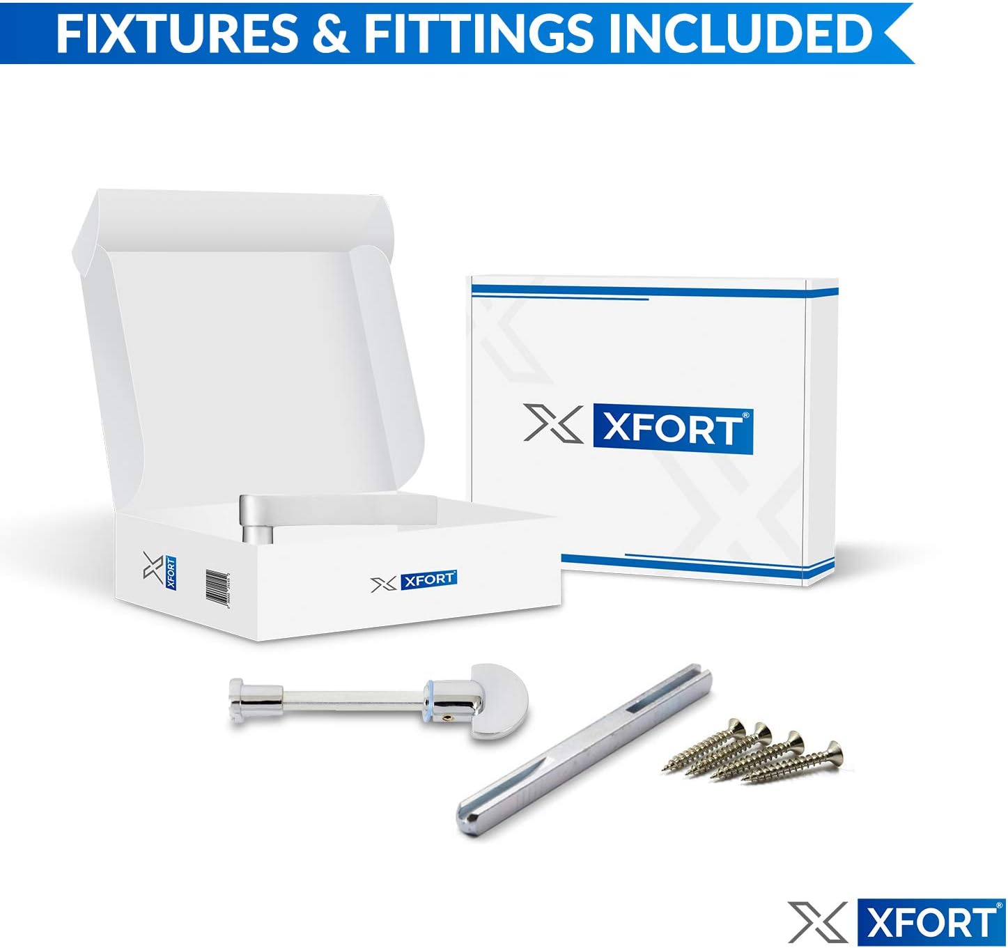 XFORT® Scroll Bathroom Polished Chrome Door Handles, Elegant Door Handle Set, Victorian Curved Handle Design - Image 4