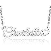 YSAHan Personalized Name Necklace with Little Heart Customized Initial Nameplate Jewelry Christmas Gift for Charlotte Adjustable Chain