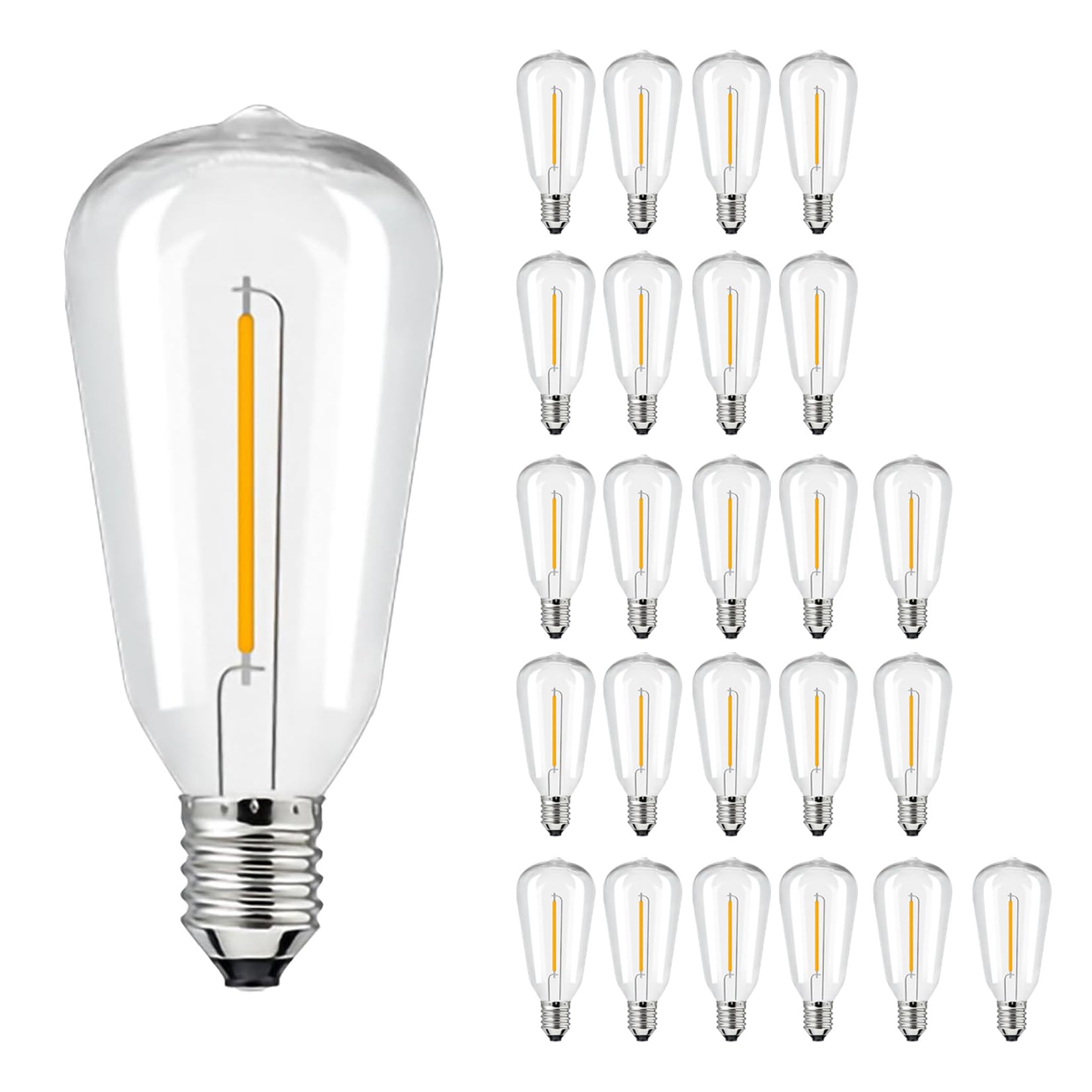 Skeerei 24Pack AC230V LED ST38 Vintage Replacement Bulbs Shatterproof for Festoon Lights Outdoor Replacement Bulbs 1W 2700K Warm White — image 1