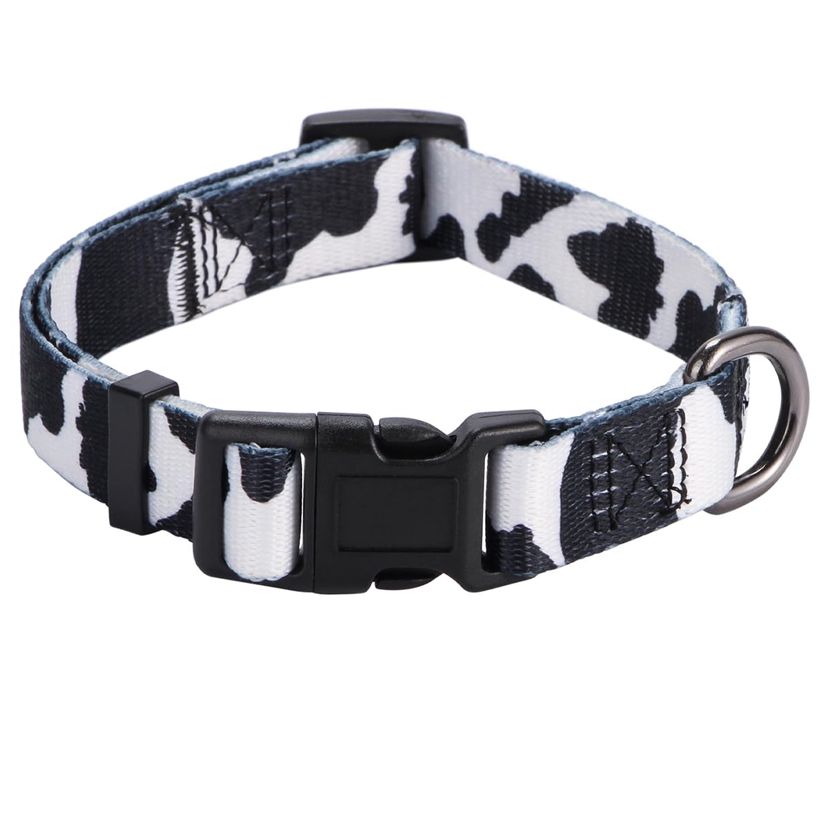 Rhea Rose Cow Print Dog Collar Animal Pattern for Dogs White Black, Medium — image 1