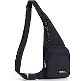 Seoky Rop Sling Bag for Men Women Slim Personal Purse Pocket Small Anti-Thief Crossbody Chest Bag for Travel Hiking Black