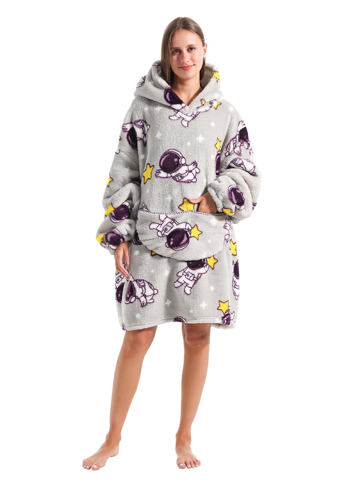 Oversized Blanket Hoodie for Women and Men - Sherpa Fleece Thick Warm Hoodie with Giant Pocket Super Cozy Wearable Blanket Hoodie for Teens