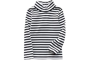 JWWN Little Boys Girls Thermal Tops Kids Winter Undershirt Stripe Turtleneck Fleece Baselayer Long Sleeve T Shirts