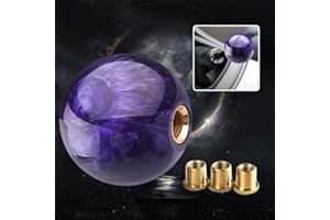 Top10 Racing Marble Style Round Ball Gear Shift Knob with Adapters Universal Car Shift Knob Adapter Acrylic Stick Shift Knob Fit for Most Transmission Vehicles (Purple)