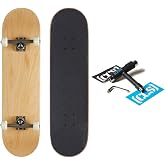 [CCS] Blank Skateboard Complete | Plain Natural Maple Wood | Professional Grade | Fully Assembled with Skate Tool &amp; Stickers | Adults, Kids, Teens, Youth | Boys &amp; Girls