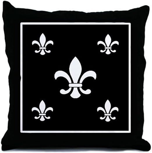 Amazon Com White On Black Fleur De Lis Throw Pillow Kitchen Dining