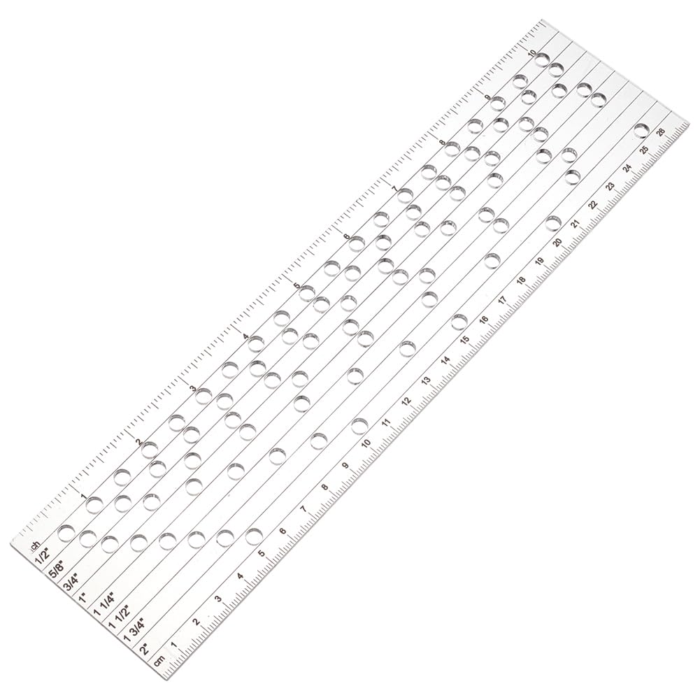 BENECREAT 27x6.7cm Corset Lacing Hole Guide, 8 Different Spacing Distances Hole Punches Tool Rectangle Acrylic Rulers for Mark Grommets on Corsets, Hole- 5mm