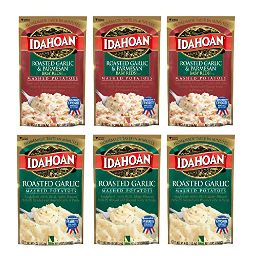 Idahoan Mashed Potatoes Roasted Garlic Variety Bundle, 4 oz (Pack of 6) includes 3Packages of