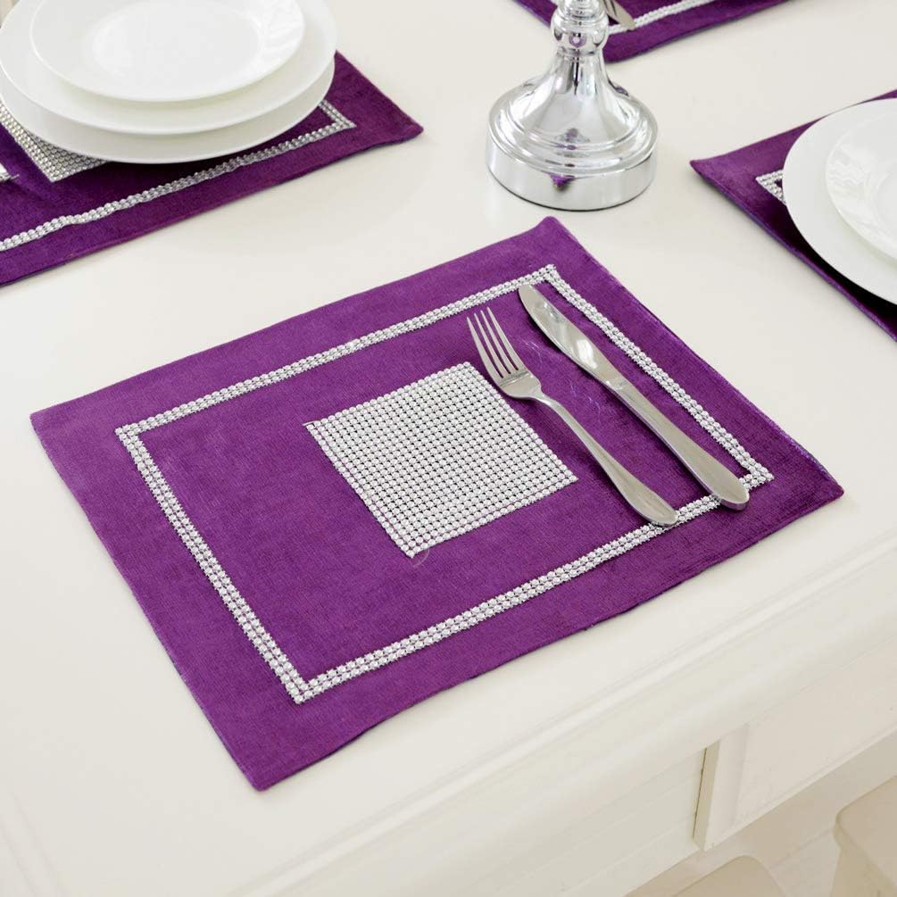 HeMiaor Set of 4 Table Mats Purple Luxurious NonSlip