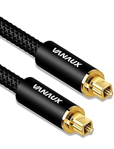 VANAUX Digital Optical Audio Toslink Cable Fiber Optic Cable Compatible with Home Theater, Sound Bar, TV, PS4, Xbox, Playstation & More - Black (10ft/3m)