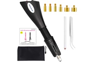 WORTHOFBEST Hot Fix Tool for Blinging Clothes, Fabric, Clothing, Leather, Hotfix Bedazzler Kit with 6 Redesigned Tips, Stand, Manual, Bag, Tweezers and Gem Picker