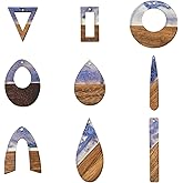 MakemadeDIY 6-20 Pcs Vintage Resin Wood Pendants Charms for Jewelry Making Mix Shaped Flat Back Beach Boho Style Wooden Pendants for Necklaces Earrings Crafting