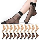 bropapa 20 Pairs Women's Ankle Sheer Nylon Socks Summer Thin Soft Tight Hosiery Reinforced Toe Stylish Socks