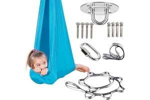 LWOLTSA Therapy Sensory Swing for Kids and Adult Indoor Cuddle Swing Outdoor Hammocks Has Calming Effect On Child for Children with Special Needs ADHD Sensory Integration(Sky Blue Size:59"x110")