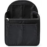 Surblue Backpack Organizer Insert Liner Hanging Travel Rucksack Purse and Handbag Insert Pocket, High-capacity Divider Foldable Nylon Shoulder Bag Organizer for Men and Women, (Black, M)